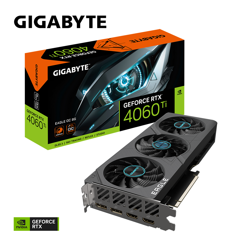 Tarjeta de Video Gigabyte RTX 4060Ti Eagle 3 ventiladores OC 8GB
